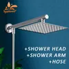 81012 Inch Ultrathin Wall Mount Rainfall Shower Head With 16inch Stainless Steel Arm 150cm ABS Hose Bathroom Hardware 240415