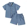 Наборы одежды для малыша Baby Boy Summer Late Form Fort Fit Fit Shirt Solid Color Elastic Pelloвер