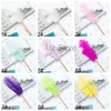 Writing Feather Ballpoint Student Wholesale Beautiful Ball Point Feathers Pens Office School Supplies Stationery Pen Multi Colors Th0843 s