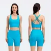 Alignez 2 Lu Piece Biker Femmes 8 "Sports courts Sports Exercice Fiess Workout Yoga Sets Lemon Gym Running Workout