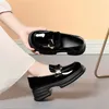 Casual schoenen 5 cm Brits platform Dames Loafers Zachte lederen Spring Block Heels For Office Mom Small 41