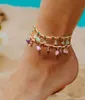 12 pcs Nouveaux rotin enveloppe VSCO Foot cheville coloré Stone Barefoot Bracelet Friendship Chevolet Boho Beach Leg Bijoux pour les femmes6179683