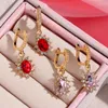 Dangle Earrings Flatfoosie Fashion CZ Cherry Butterfly Drop For Women Multicolor Heart Geometric Crystal Earring Wedding Jewelry Gifts