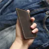 Halter 100% echter Lederkartenhalter Brieftasche für Männer Cowide Vintage handgefertigt kurzschlanker Mini -Männer Geldbeutel mit Reißverschluss Coin Taschenbeutel