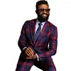 Męskie garnitury Plaid African dla mężczyzn 2024 Spełnienie Check Wedding Groom Tuxedo Lapel Custom Male Suit 2 sztuki (spodnie z kurtkami)