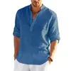 12 kolorów męska koszula z długim rękawem stały kolor bawełniany koszulki lniane topy s-5xl hawajskie koszule 240418