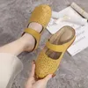 Slippers Summer Femmes 1,5 cm plate-forme 5cm coins talons hauts Vintage Femelle grande taille couture maman chaussures Lady Bohemian Hole Tlides