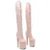 Dance Shoes Fashion Women 20CM/8inches Suede Upper Plating Platform Sexy High Heels Thigh Boots Pole 193