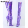 Boots WonderHeel 2024 style 7 "STILETTO Talage laser Crystal Purple Sexy Point Toe Gnee High Club de nuit Femme Chaussure Ballet
