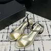 2024 Fashion Sandals Sandals Channel Luxury Luxury Leather High Heel Leisure Flats