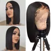 Human Hair Lace Front 13x4 Wigs Bob 130 كثافة البرازيلية البرازيلية البشرية البشرية قصيرة بوب شعر مستعار مستقيم الشعر الطبيعي 8412674