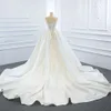 Pieces New Arrivals Pearls Lace Mermaid Wedding Dress with Detachable Chapel Train Vestido De Noiva Sereia 2 Em 1