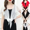 Women's Blouses Stylish Chiffon Shawl Skin-Touch Lady Cover-Up Solid Color Short Type Sunscreen Jacket Cardigan Perspective