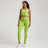 Выравнивать йогу набор Lu Legging Soft Sport Fiess Cross Gym Bra Top 2 % Комплексная тренировочная труба, карманная женщина, спортивная одежда носить лимонный тренажерный зал Runn