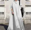 Casual Dresses 2024 Elegant Women Spring Maxi Dress Swing Solid Color Cotton Linen Lady Party Sleeve Female