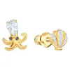 Stud Earrings Grace Retro Cute Summer OCEAN OCTOPUS PIERCED Shiny Exquisite And Starfish Patterns Crystal Female