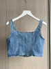 Denim Vest traf SpringSummer Sexy Spice Style Personality Zipper Short denim vest top for women 240407