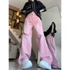 Frauen Jeans Aotvotee Pink für Frauen 2024 Fashion Vintage Low Rise Chic Casual gerade locker in voller Länge weites Bein