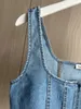 Denim Vest traf SpringSummer Sexy Spice Style Personality Zipper Short denim vest top for women 240407