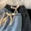 Jeans masculins confortables shorts en jean cordon élastique avec poches plage d'été décontractée pour un confort à séchage rapide