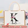 Väskor Anpassade namn Burlap Tote Väskor Personlig brudtärna Bachelorette Bridal Party Girls Canvas Jute Tote Shopper Bags Lärares gåva