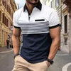 T-shirty męskie wysokiej jakości koszule męskie Modne koszulki z krótkim rękawem w paski koszule polo zwykłe koszule polo z klapami J240419