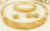 African Women Fashion Jewelry Bride Wedding Jewelry Sets 18 Gold Dubai Gold Design Hoop Ring Earrings Charm Bracelet7310078