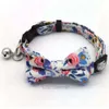 Chien fleur bowknot colliers chat imprime animal rose fleurs chiens collier avec petite cloche beaux animaux de compagnie imprimés floraux