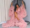 2023 volants rose tulle kimono femmes robe de soirée robe pour manches gonflées chic