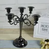 Titulares de vela de 5 bancadas de metal candelabra altão para eventos de casamento (preto)