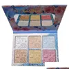 Cuerpo Glitter 6 Color Highlighter Repair B Paleta de polvo de bronceador Brightlen Pearl Shimmer Sombra de ojos Mti Funcionario de maquillaje Paleta de cara D OTYT4