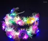 Party Decoration Glow Wreath Flower Headband Adults Light Up LED Headbands Christmas Halloween Luminous Flashing Hairband GIFT