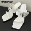 Slippers Patent Leather Sandals Women Alligator Shoes Rock High Heels Thin Belts Open Toe Pumps Slides Crocodile Punk Buckle