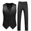 Men's Suits Jacquard Embroidery Fabric Vest And Trousers Men Two Pieces Red Green Black White Blue Waistcoat With Pants Wedding Party Set