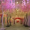 Flores decorativas de 2,6m de altura de altura seda artificial flores de cerejeira na árvore de chumbo de simulação flor com arco de ferro para decoração de eventos de casamento