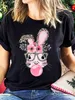 Women's T-Shirt Rabbit Print Crew Neck T-Shirt for Women - Casual Short Slve Top for Spring Summer Y240420