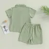 Наборы одежды для малыша Baby Boy Summer Late Form Fort Fit Fit Shirt Solid Color Elastic Pelloвер