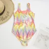 Shinning Print Summer Bow Deco Dziewczyny One Piece Swimodear Swimsuit Kid Child Teen Girl Outdoor Beach Monokini 240415