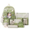 Sacs d'école 5pcs / set kawaii femmes sac à dos coréen mignon sac à dos mignon fille fille grande capacité carbag schoad swech