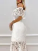 Casual Dresses Cutubly White Lace Prom Dress Slash Neck Off The Shoulder Bodycon Mermaid For Women Elegant Party Year's Vestidos