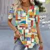 패션 여자 블라우스 2024 Tshirt 여자 3D 꽃 프린트 화이트 카와이 vneck 티셔츠 여성 의류 대형 여름 탑 티 240411