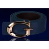 Belts Casual Fashion Belt Korean Version Men's And Women's Gold Buckle For Daily Wear Jeans Trend C-shaped