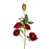 Fleurs décoratives Look naturel roses artificielles d'entretien Faux sans 6 branche de rose de tête avec tige verte pour la maison intérieure