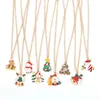 Hanger kettingen schattige email Kerstmis Santa Claus Bell Tree ketting voor vrouwen meisjesjaar sieraden kerstfeest geschenken trendy