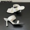 Slippers Patent Leather Sandals Women Alligator Shoes Rock High Heels Thin Belts Open Toe Pumps Slides Crocodile Punk Buckle