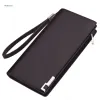 Portefeuilles Men Wallet Vintage PU Leather Long Purse Bifold Business Coin Pocket met ritssluiting