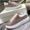 Casual Shoes Luxury Rhinestone Sneakers Men Platform Round Toe Lace-up Walking Woman Solid Color Crystal Designer