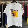 디자이너 Rhude 셔츠 남성 T 셔츠 여름 패션 짧은 소매 티 23SS 유럽 아메리카 남성 여성 둥근 목 Tshirts면 773