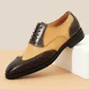 Chaussures habillées en cuir en cuir Oxfords de luxe de luxe Fashion à la main couleur mélange élégant authentique homme mariage