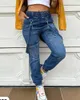 Jeans jeans o-ring decoração design de bolso de jeans jumpsuit mulheres calças gerais moda moda casual cintura alta